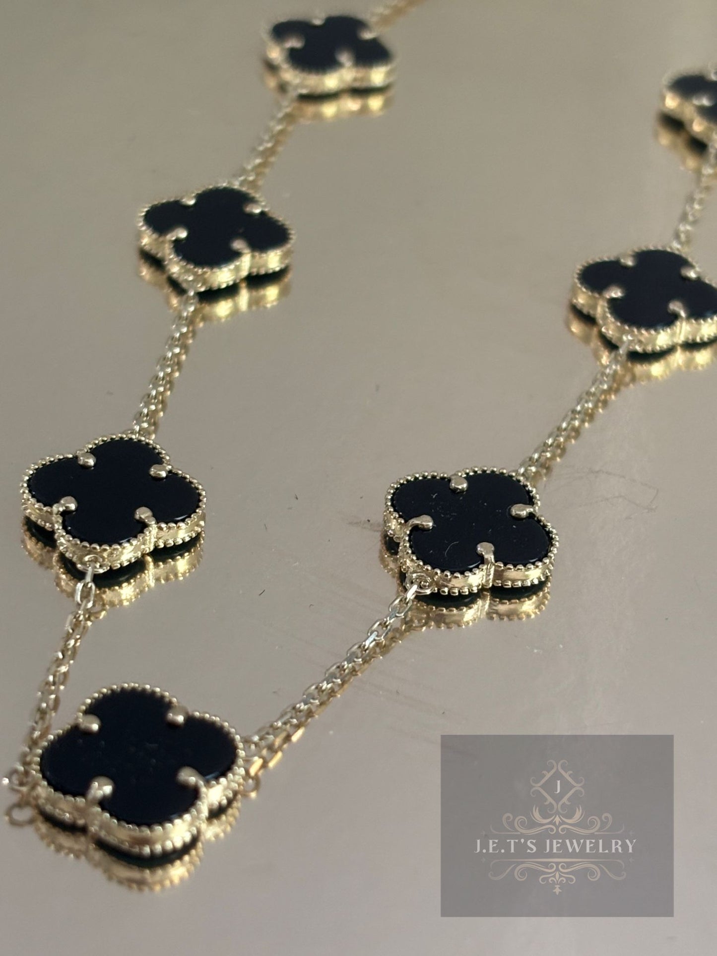 Black Floral Design Necklace