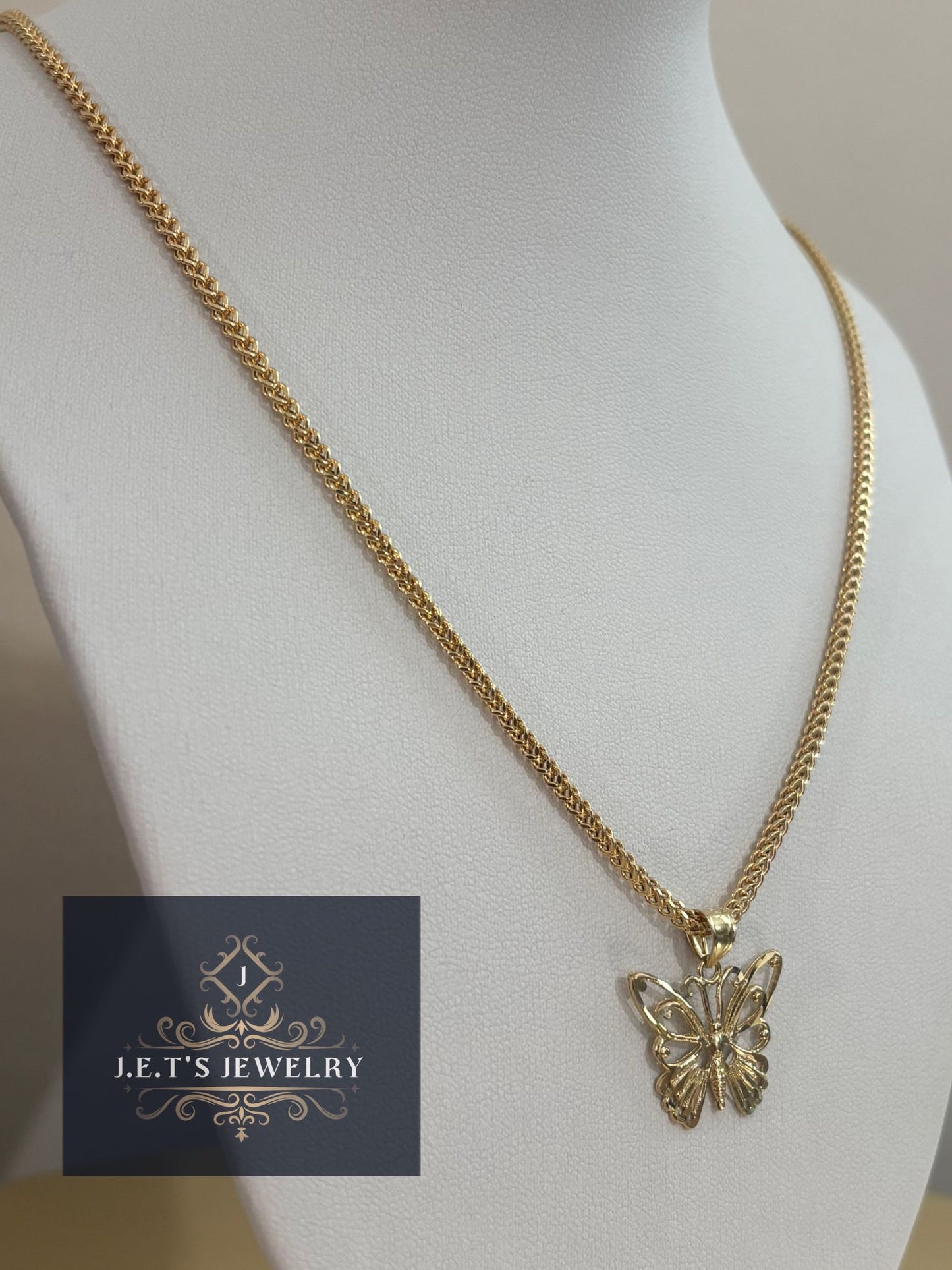 J.E.T'S JEWELRY Gold butterfly franco Necklace