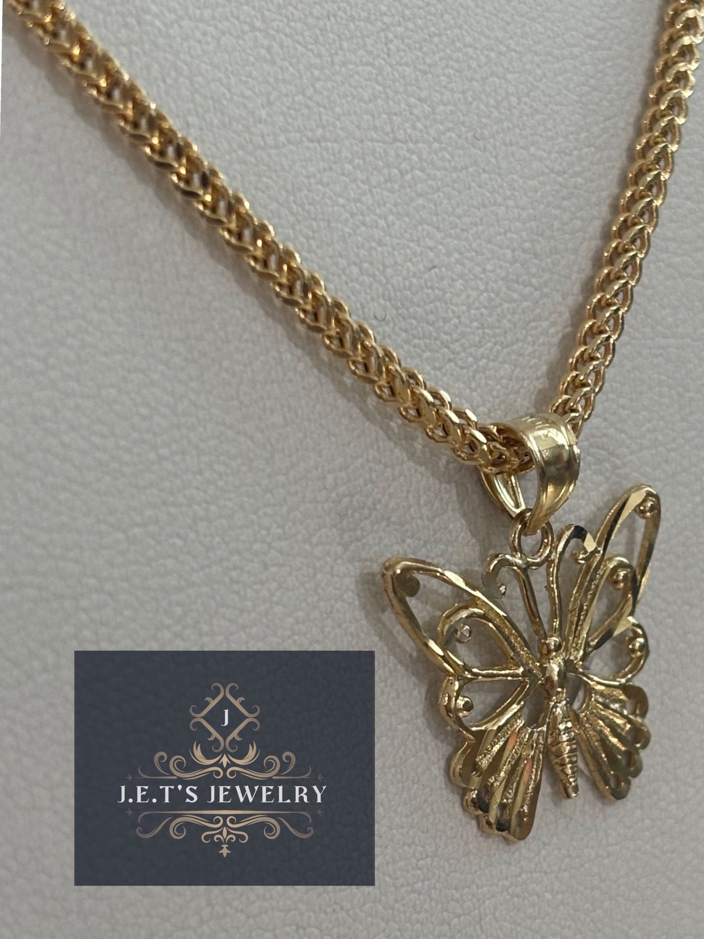 J.E.T'S JEWELRY Gold butterfly franco Necklace