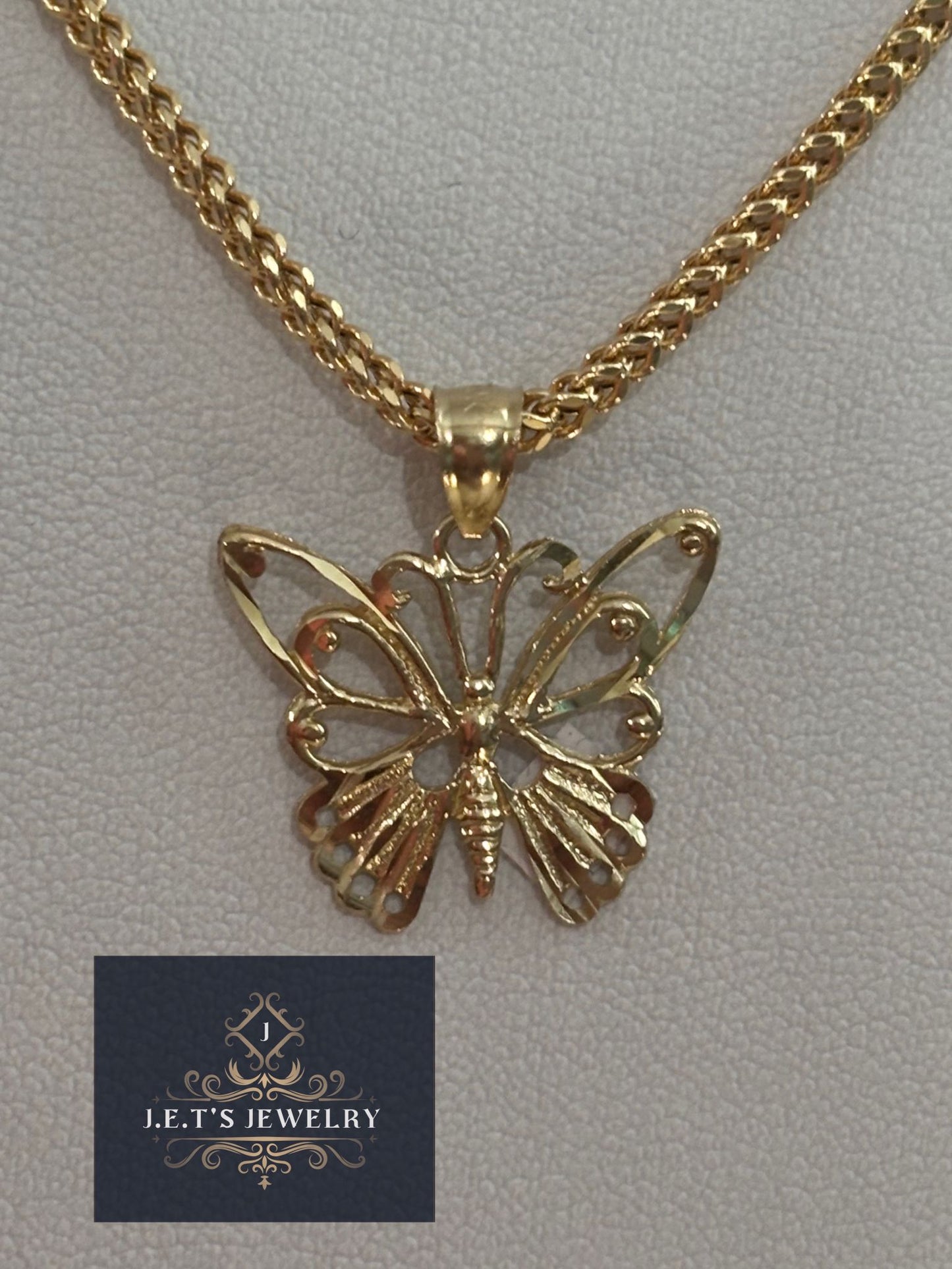 J.E.T'S JEWELRY Gold butterfly franco Necklace
